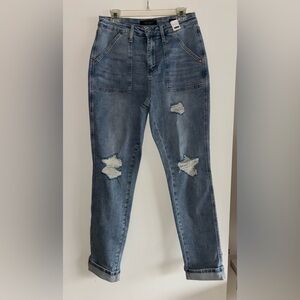 NWT Judy Blue Patch Pocket Light Wash Straight Leg Jean Sz 30
